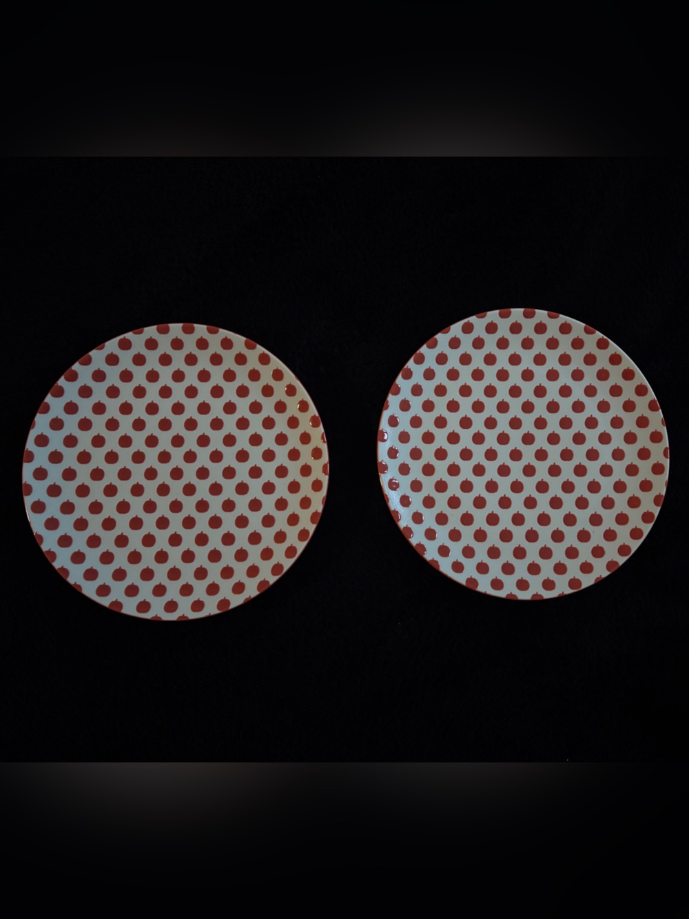 Crate&Barrel White Ceramic Salad Plates with Pumpkins